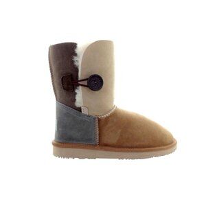 Burlee Women's Sheepskin Boot Mid Button Tricolour